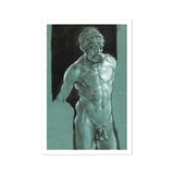 Self Portrait as a Nude - Albrecht Durer Art Print / Canvas Greenish-blue Statue Muscular Man Hair Beard Headband Young Albrecht, Durer Art