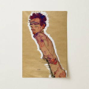 Self Portrait Nude - Egon Schiele Art Print / Canvas, 12x18’’ / 31x46cm / Unframed / no Border, Posters Prints & Visual Artwork, Toby Leon