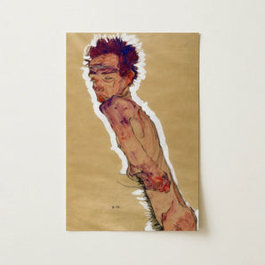 Self Portrait Nude - Egon Schiele Art Print / Canvas, Egon Schiele Art Print, Pigment Scrapes, Self-portrait Offers