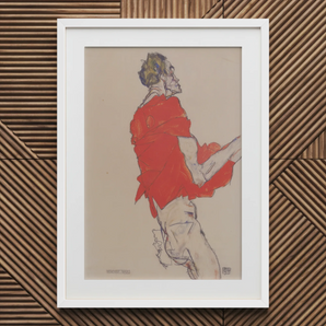 Self Portrait in a Red Shirt - Egon Schiele Art Print