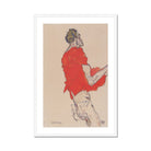Self Portrait in a Red Shirt Egon Schiele Art Print, Framed Expressionist Man Red Shirt