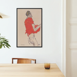 Self Portrait in a Red Shirt Egon Schiele Framed Canvas, Framed Man Red Shirt