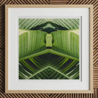 Semaphore - Palm Frond Botanical Op Art Print, 12x12’’ / 31x31cm / Natural Frame / 2’’ Matboard, Framed Square Abstract Art Print