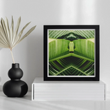 Semaphore - Palm Frond Botanical Op Art Print / Canvas Framed Geometric Art Print Mirrored Tropical Palm Leaves Frond Botanical, Verdant