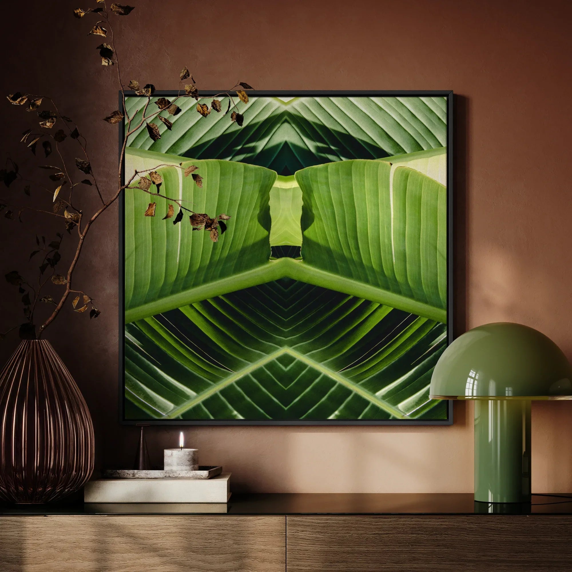 Semaphore - Palm Frond Op Art Framed Canvas Posters Prints & Visual Artwork