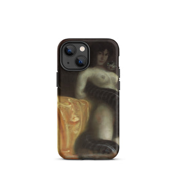 Sensuality - Franz Von Stuck Iphone Case, 13 Mini / Matte, Black Iphone Case Painting Nude Woman Snake