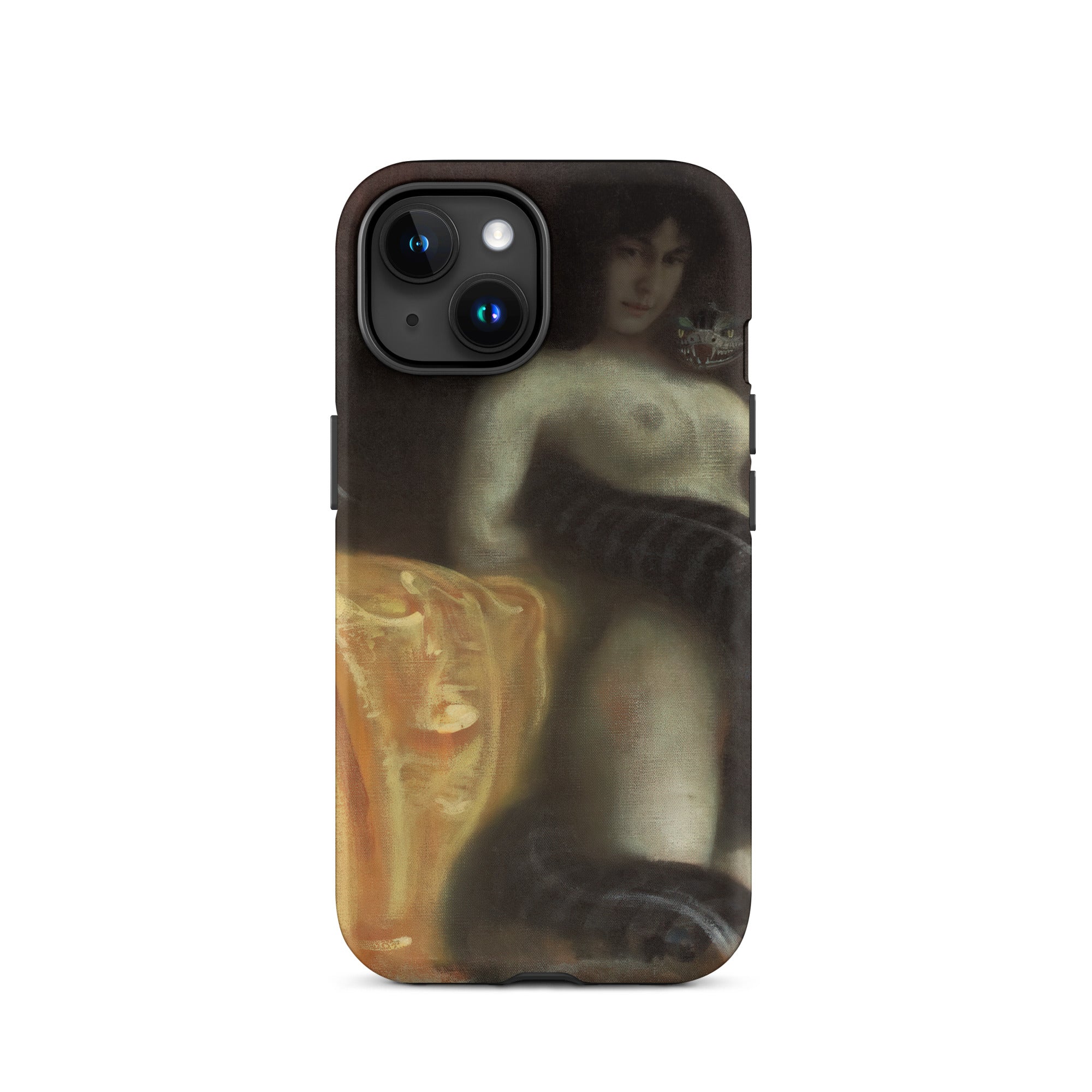 Sensuality - Franz Von Stuck Iphone Case, 15 / Matte, Black Smartphone Case Painting Nude Woman Snake