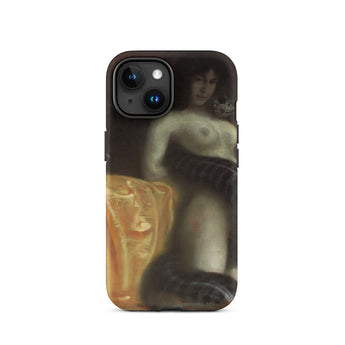 Sensuality - Franz Von Stuck Iphone Case, 15 / Matte, Black Smartphone Case Painting Nude Woman Snake