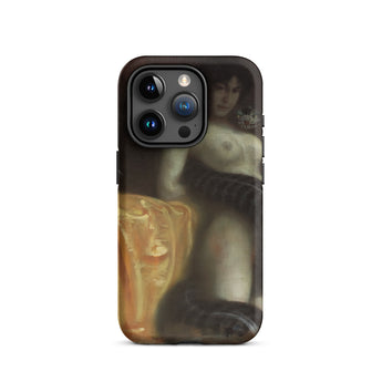 Sensuality - Franz Von Stuck Iphone Case, 15 Pro / Matte, Iphone Case Painting Nude Woman Snake Carved Pumpkin