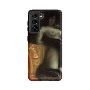 Sensuality - Franz Von Stuck Samsung Case, Galaxy S21 Fe / Matte, Smartphone Dark-toned Case Classical Painting Nude Woman Snake