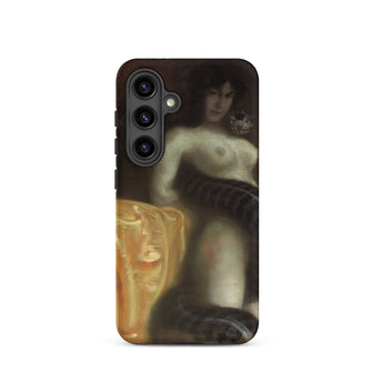 Sensuality - Franz Von Stuck Samsung Case, Galaxy S24 / Matte, Black Cell Phone Case Painted Nude Woman Snake
