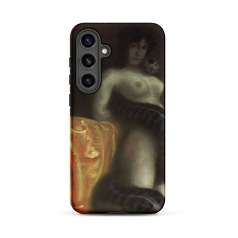 Sensuality - Franz Von Stuck Samsung Case, Galaxy S24 Plus / Matte, Dark-colored Smartphone Case Painting Nude Woman Snake Pumpkin
