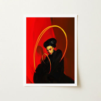 Serafina - Lesbian Witch Art Print / Canvas Framed Stylized Portrait Figure Black Attire, Prints
