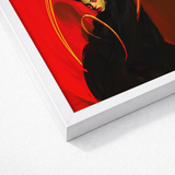 Red Black Illustrated Portrait Sleek White Frame Lesbian Witch Art, Print
