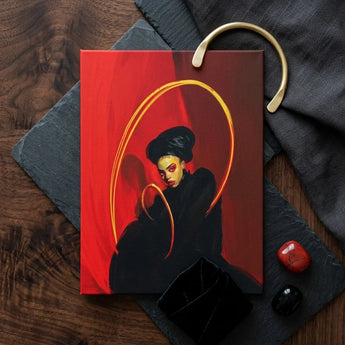Serafina - Lesbian Witch Art Print / Canvas Red Painting Stylized Figure Black Attire Bold, Prints