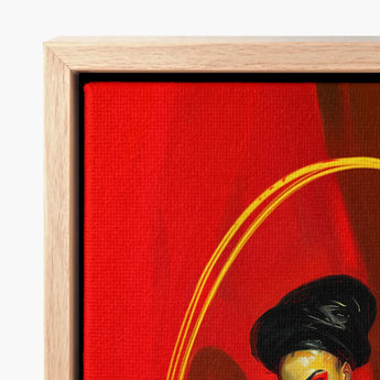 Vibrant Red Canvas Painting Stylized Figure Black Framed Lesbian Witch Art, Print