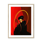 Serafina - Lesbian Witch Art Print, Framed Artistic Portrait Figure Black Clothing Golden Halo-like