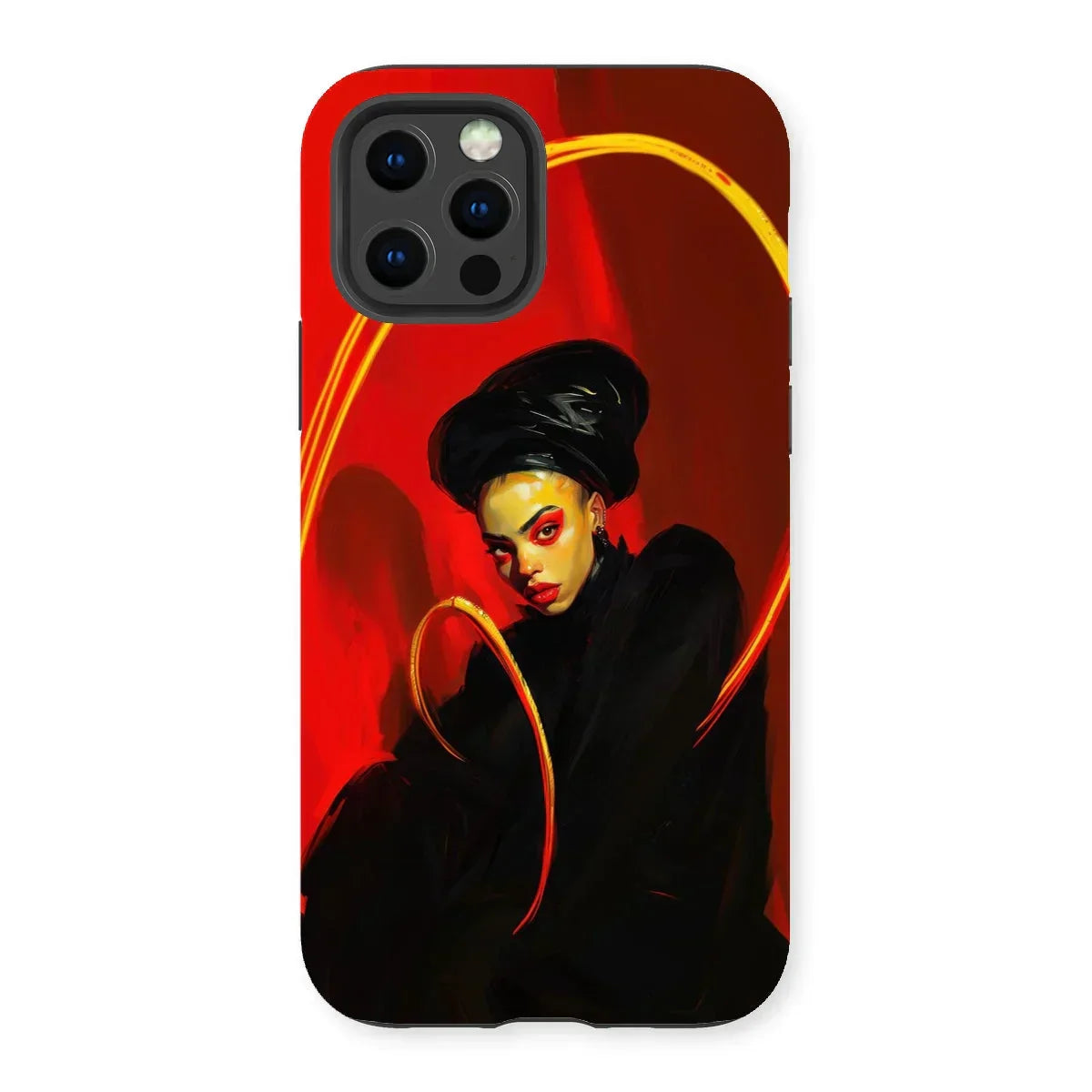 Serafina - Lesbian Witch Iphone Case, 13 Pro / Matte, Stylized Phone Case Dramatic Portrait Red Background Yellow