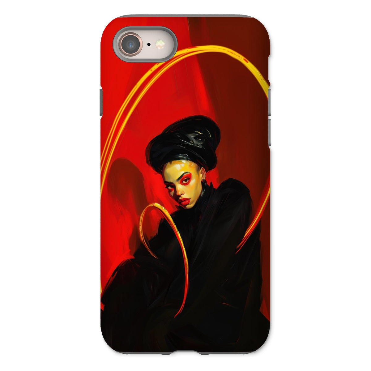 Serafina Lesbian Witch Iphone Case, 8 / Matte, Phone Case Stylized Portrait Person Dramatic Red Yellow