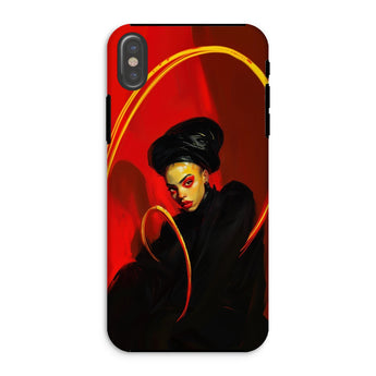 Serafina - Lesbian Witch Iphone Case, Xs / Matte, Phone Case Stylized Portrait Woman Red Background Yellow