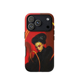 Serafina - Lesbian Witch Phone Case Iphone 17 Pro / Matte Red Black Graphic Design Woman Saxophone, Commands, Cosmic Threads Mobile Cases