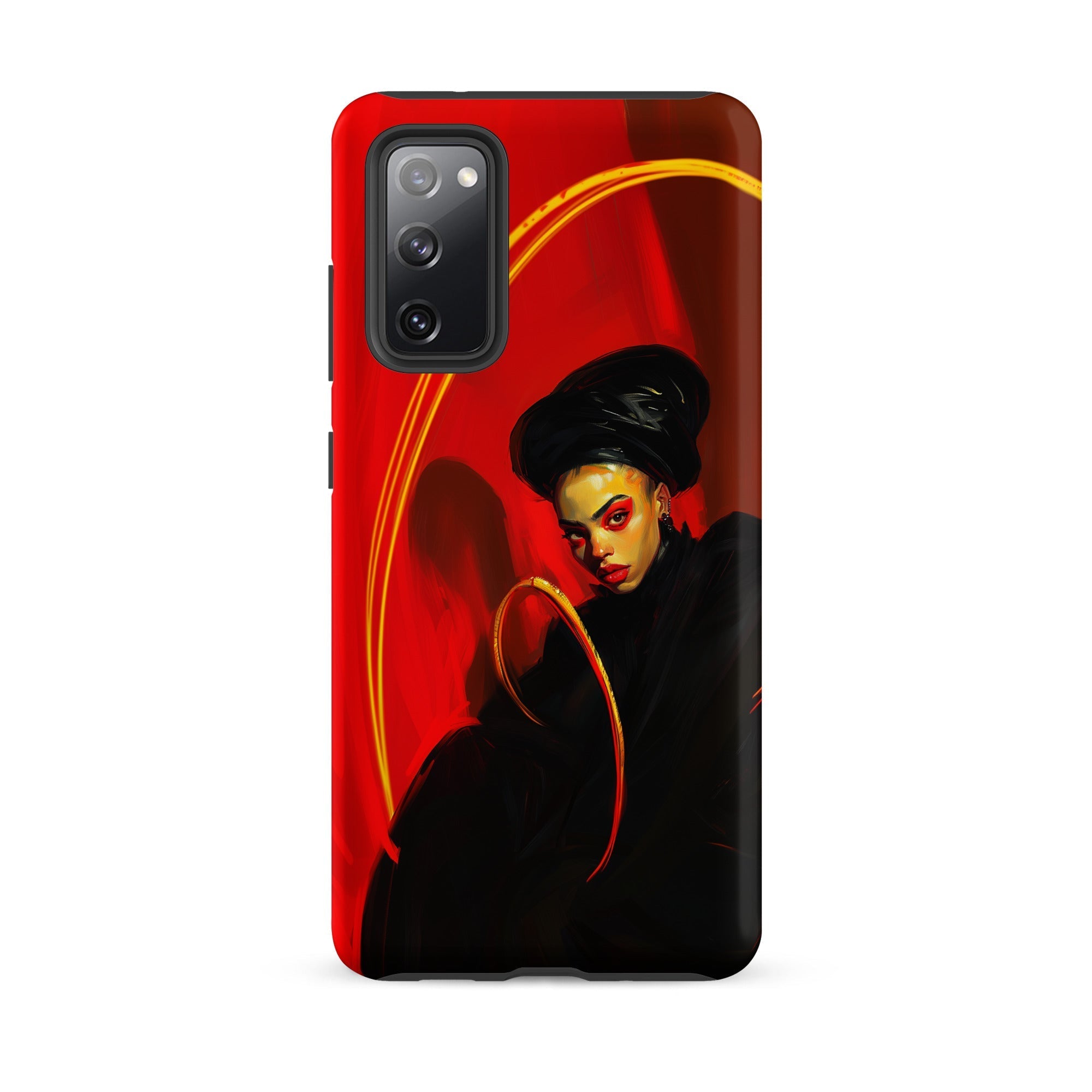 Serafina - Lesbian Witch Samsung Case, Galaxy S20 Fe / Matte, Red Phone Case Portrait Woman Black Headwrap Dress