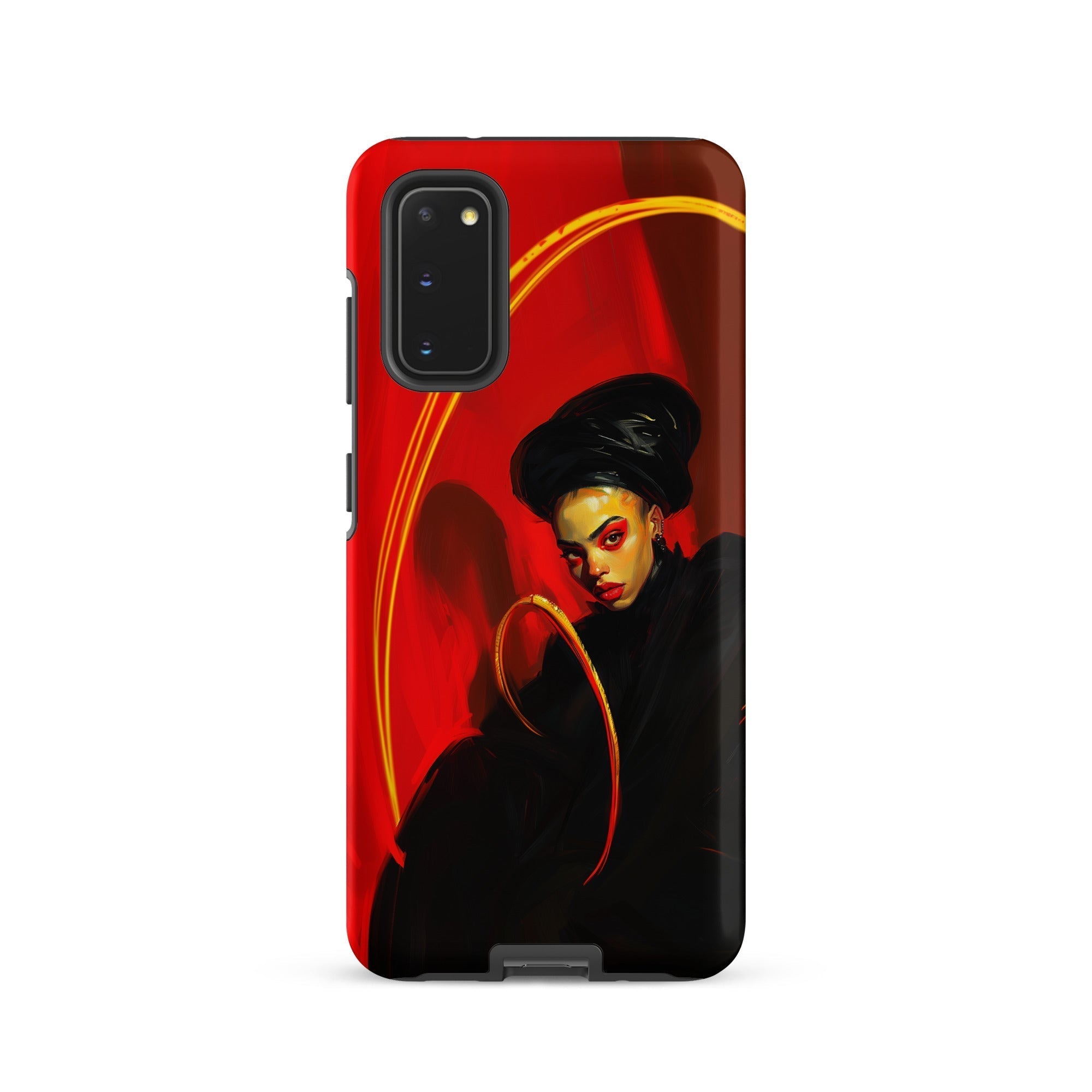 Serafina - Lesbian Witch Samsung Case, Galaxy S20 / Matte, Black Phone Case Vibrant Red Background Abstract Depiction