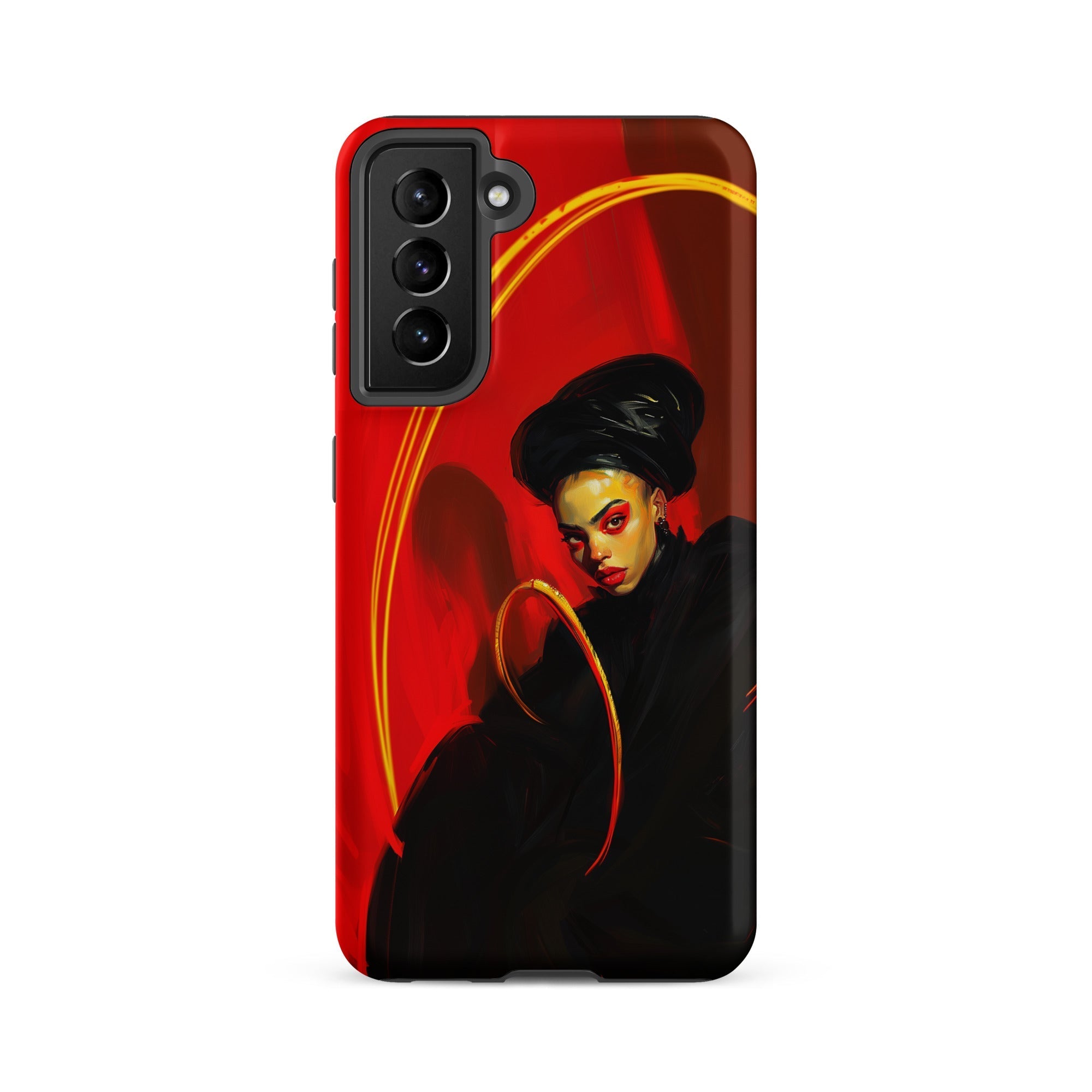 Serafina - Lesbian Witch Samsung Case, Galaxy S21 Fe / Matte, Red Phone Case Portrait Woman Black Outfit
