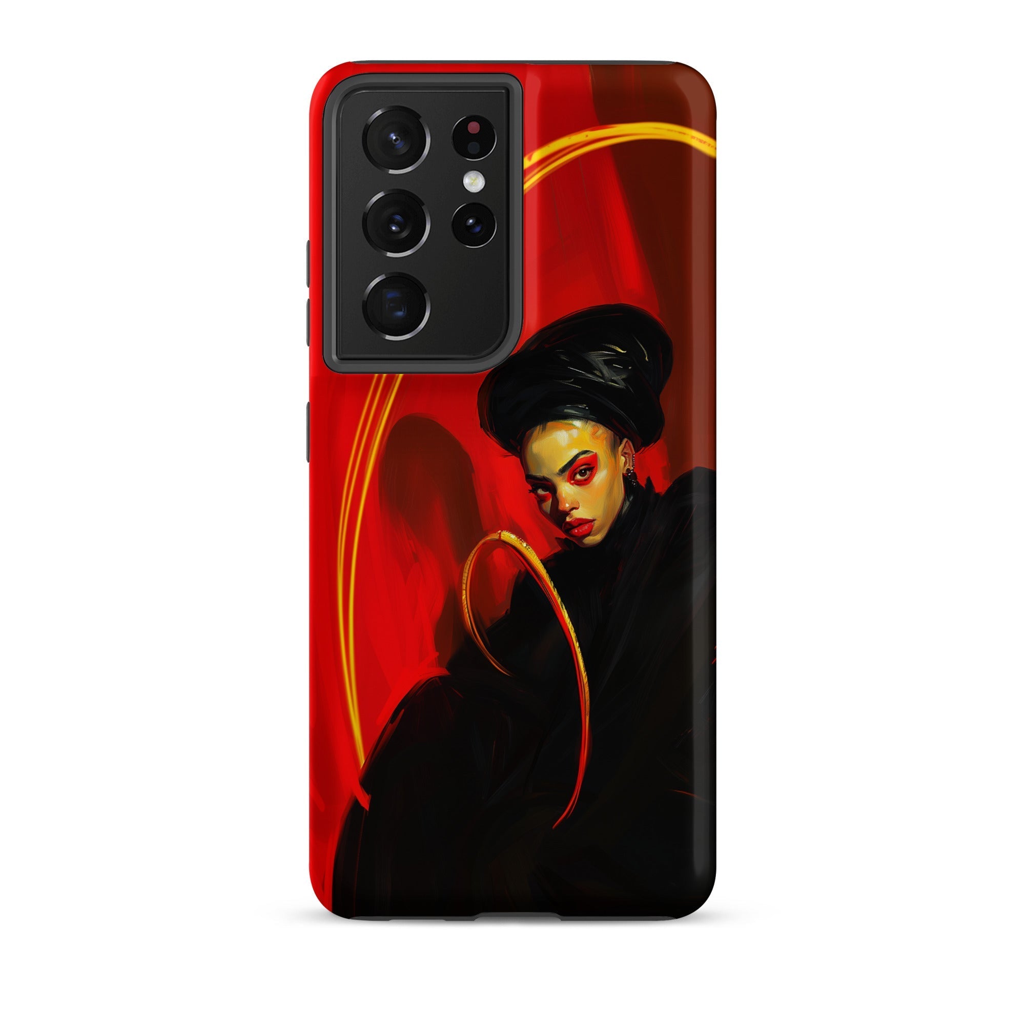 Serafina - Lesbian Witch Samsung Case, Galaxy S21 Ultra / Matte, Black Smartphone Case Vibrant Red Design Stylized Woman