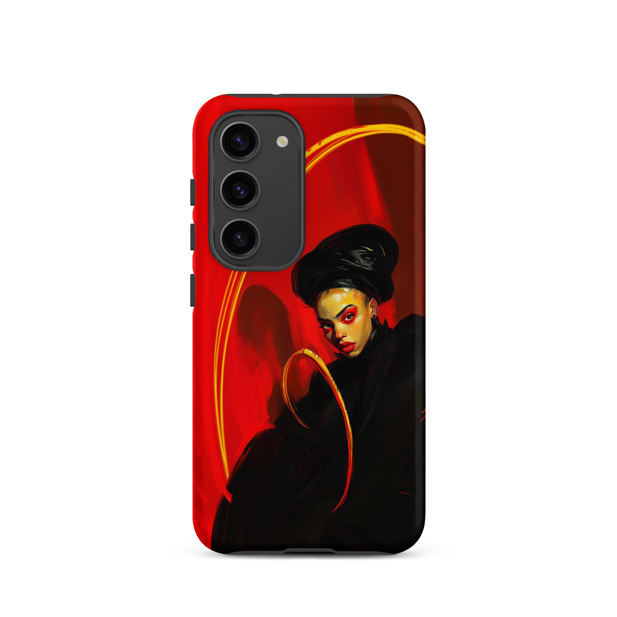 Serafina - Lesbian Witch Samsung Case, Galaxy S23 / Matte, Smartphone Vibrant Red Case Portrait Woman