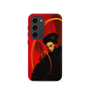 Serafina - Lesbian Witch Samsung Case, Galaxy S23 / Matte, Smartphone Vibrant Red Case Portrait Woman