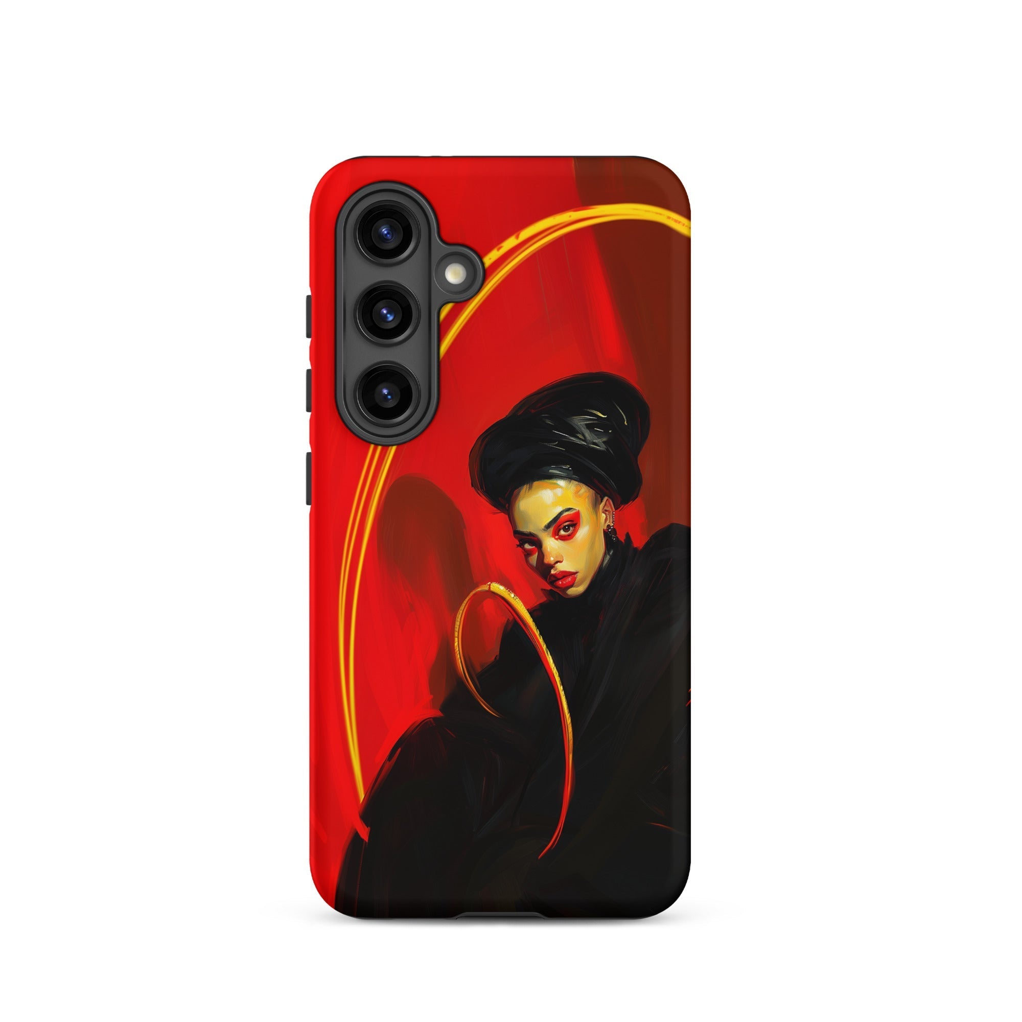 Serafina - Lesbian Witch Samsung Case, Galaxy S24 / Matte, Red Smartphone Case Graphic Print Woman Black Headwrap