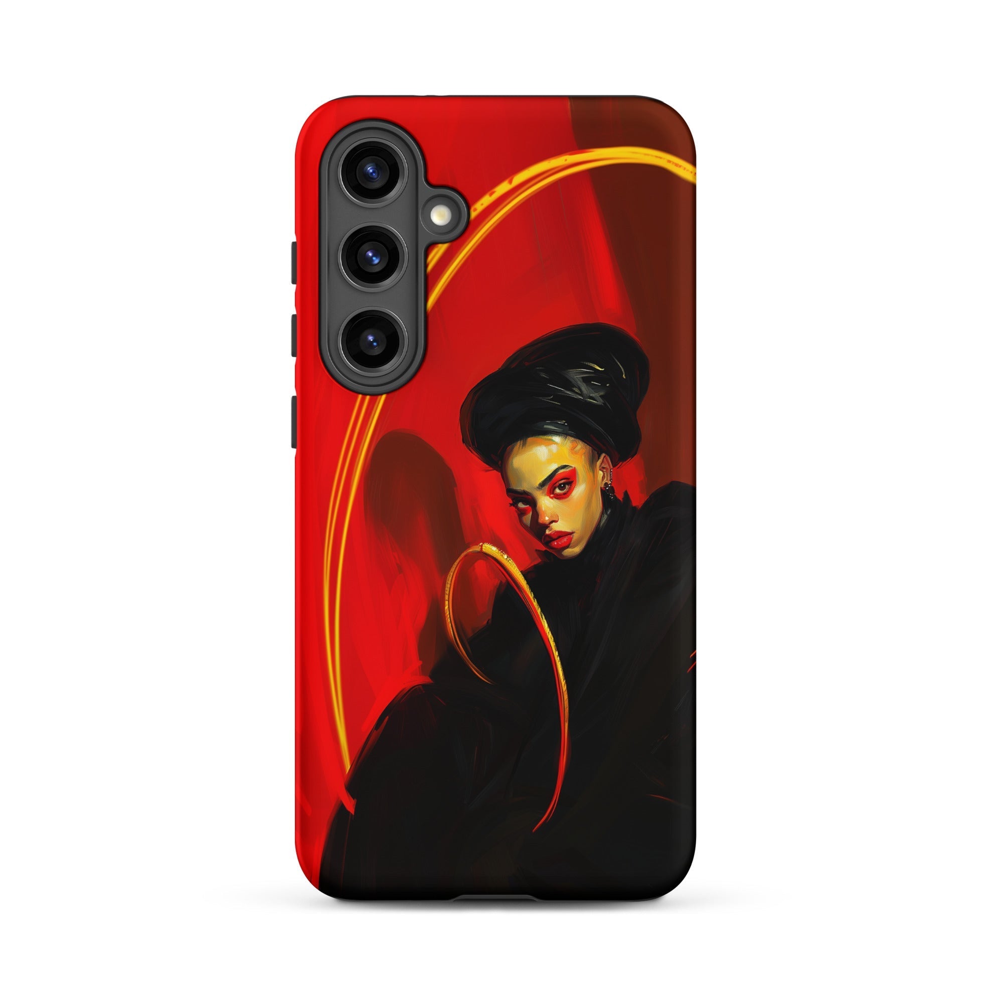 Serafina - Lesbian Witch Samsung Case, Galaxy S24 Plus / Matte, Smartphone Case Vibrant Red Background Detailed Illustration Person