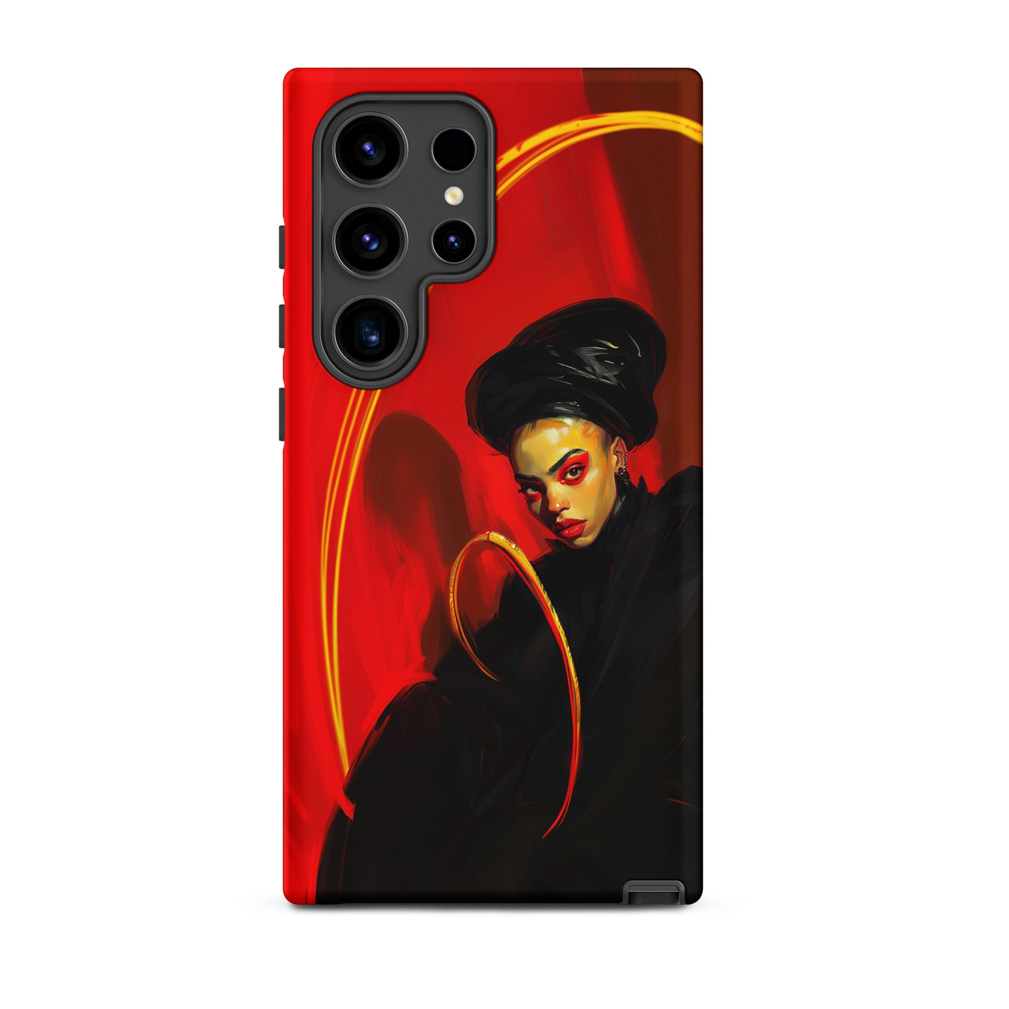 Serafina - Lesbian Witch Samsung Case, Galaxy S24 Ultra / Matte, Red Phone Case Stylized Portrait Person Black Headwrap