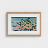 Sesshu Ajigawaguchi Tenposan - Hokusai Ukiyo-e Art Print / Canvas Framed Japanese Woodblock Coastal Landscape Cherry Blossoms, Hokusai’s,