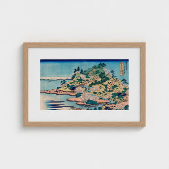 Sesshu Ajigawaguchi Tenposan - Hokusai Ukiyo-e Art Print / Canvas Framed Japanese Woodblock Coastal Landscape Cherry Blossoms, Hokusai’s,