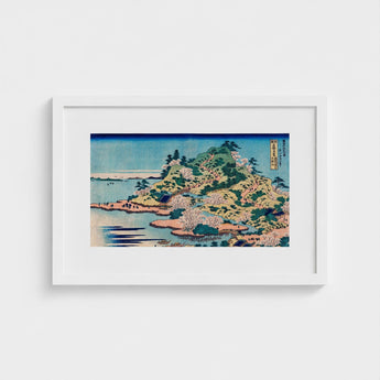 Sesshu Ajigawaguchi Tenposan - Hokusai Ukiyo-e Art Print / Canvas Framed Japanese Woodblock Coastal Landscape Cherry Blossoms, Hokusai’s,