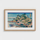Sesshu Ajigawaguchi Tenposan - Hokusai Ukiyo-e Art Print / Canvas Framed Japanese Woodblock Coastal Landscape Cherry Blossoms, Hokusai’s,