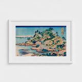 Sesshu Ajigawaguchi Tenposan - Hokusai Ukiyo-e Art Print / Canvas Framed Japanese Woodblock Coastal Landscape Cherry Blossoms, Hokusai’s,