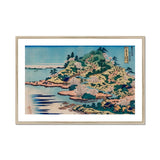Sesshu Ajigawaguchi Tenposan - Hokusai Ukiyo-e Art Print, Framed Japanese Woodblock Print Coastal Landscape Cherry Blossoms