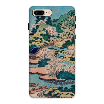 Sesshu Ajigawaguchi Tenposan - Hokusai Ukiyo-e Iphone Case, 8 Plus / Matte, Iphone Case Japanese Landscape Artwork Cherry Blossoms Hills