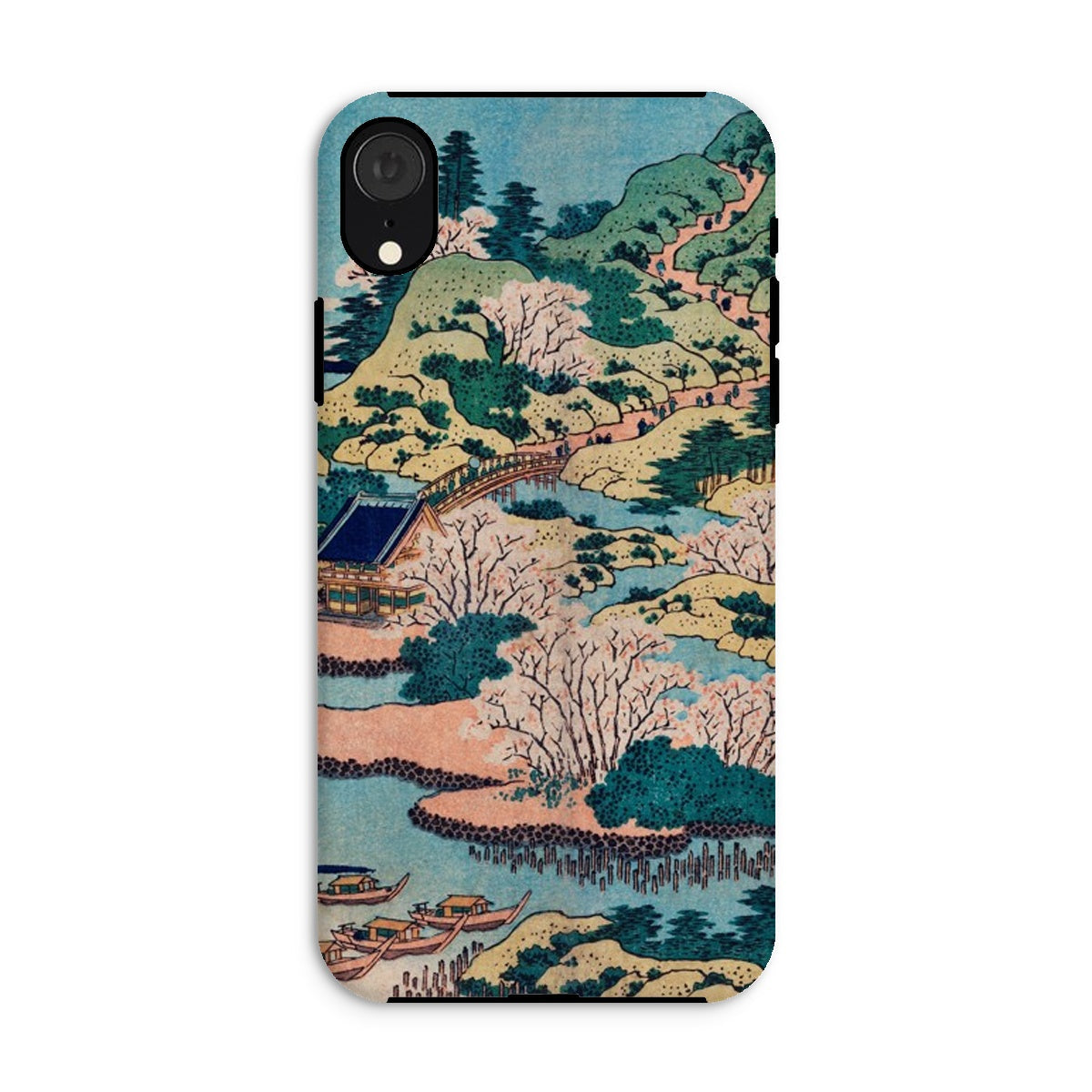 Sesshu Ajigawaguchi Tenposan Hokusai Ukiyo e Iphone Case, Xr / Matte, Phone Case Colorful Japanese Landscape Painting Cherry Blossoms