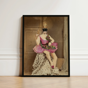 Sexualis - Richard Freiherr Von Krafft-ebing Art Print / Canvas Framed Portrait Masked Ballerina Ornate Pink Lace Costume Raspberry-pink
