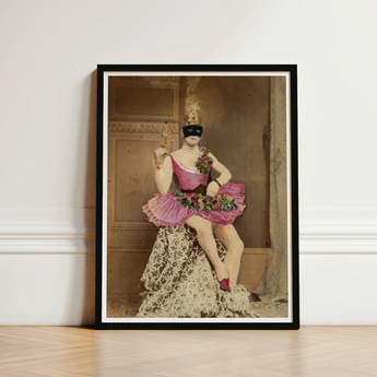 Sexualis - Richard Freiherr Von Krafft-ebing Art Print / Canvas Framed Vintage-style Portrait Masked Ballerina Ornate Pink Raspberry-pink