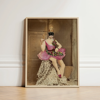 Sexualis - Richard Freiherr Von Krafft-ebing Art Print / Canvas Framed Portrait Masked Ballerina Ornate Pink Cream Costume Raspberry-pink