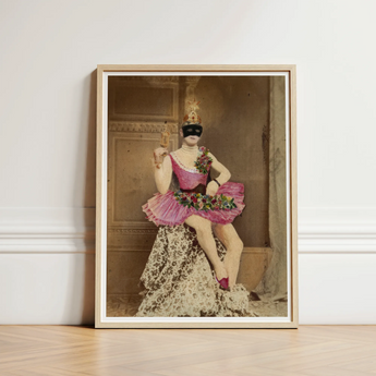 Sexualis - Richard Freiherr Von Krafft-ebing Art Print / Canvas Framed Vintage-style Portrait Masked Ballerina Ornate Pink Lace