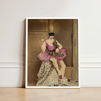 Sexualis - Richard Freiherr Von Krafft-ebing Art Print / Canvas Framed Portrait Masked Ballerina Pink White Floral Costume Raspberry-pink