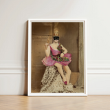 Sexualis - Richard Freiherr Von Krafft-ebing Art Print / Canvas Framed Vintage-style Portrait Masked Ballerina Pink Lace Gown