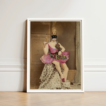 Sexualis - Richard Freiherr Von Krafft-ebing Art Print / Canvas Framed Vintage-style Portrait Masked Ballerina Pink Lace Gown