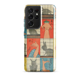 Shadow Figures - Utagawa Hiroshige Phone Case Samsung Galaxy S21 Ultra / Gloss Vibrant Vintage-inspired Grid Illustrated Hands Shadowy